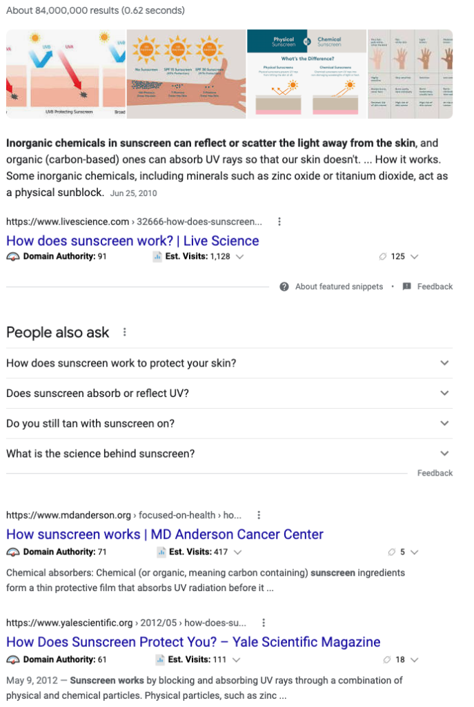 search results for how sunscreen works