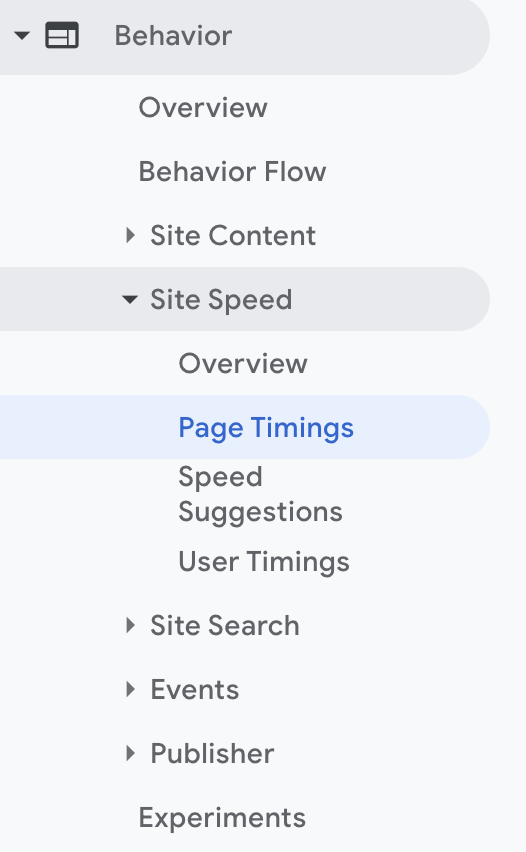 accessing site speed info in Google Analytics (Universal Analytics)