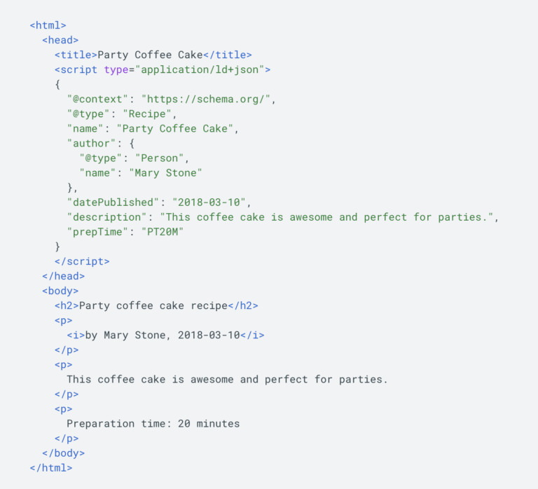 example structured data recipe page